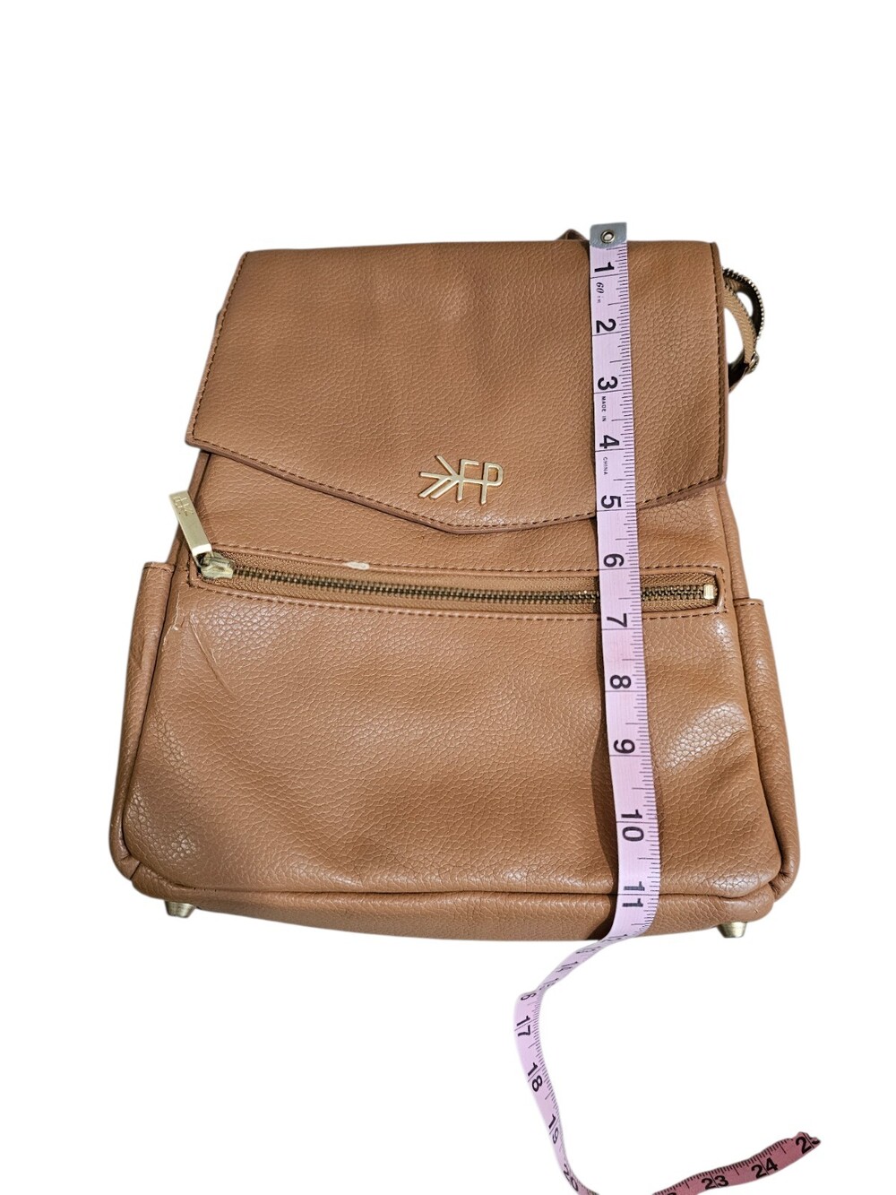 Freshly Picked Camel Pebbled Leather Mini Backpack Gold Hardware Designer - Picture 10 of 10